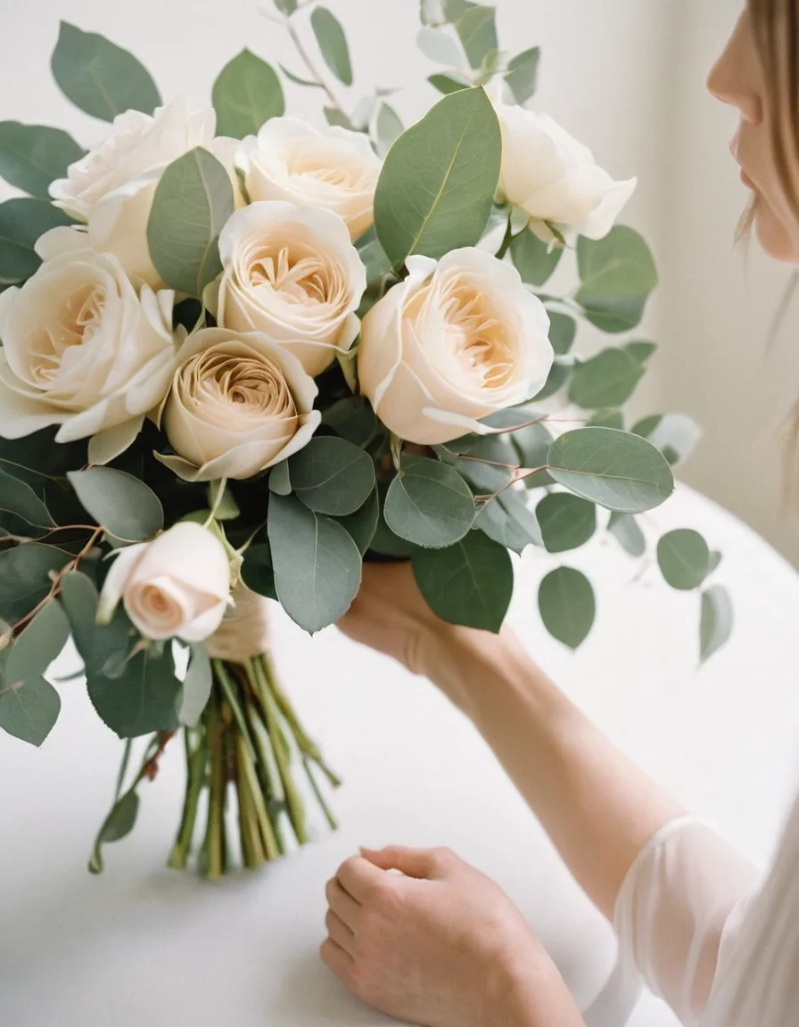 Hochzeitsplanerin von Ever Yours bei der Konzeptarbeit mit Farbmustern und Blüten